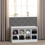 Portland White and Steel Fabric Shoe Storage Bench