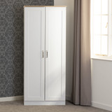 Portland White and Oak 2 Door Wardrobe