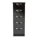 Camden Black Gloss 5 Drawer Narrow Bedside Cabinet