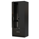 Camden Black Gloss 2 Door 2 Drawer Wardrobe