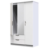 Camden White Gloss 3 Door 2 Drawer Mirrored Wardrobe