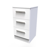 Contrast White Gloss and Matt 3 Drawer Bedside Cabinet