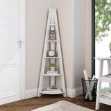 Tiva White Corner Ladder Bookcase 