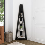 Tiva Black Corner Ladder Bookcase