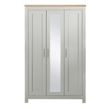 Highgate Grey and Oak 3 Door Mirrored Wardrobe