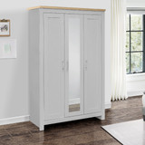 Highgate Grey and Oak 3 Door Mirrored Wardrobe