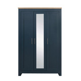 Highgate Navy and Oak 3 Door Mirrored Wardrobe