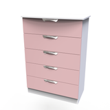 Camden Kobe Pink and White 5 Drawer Chest