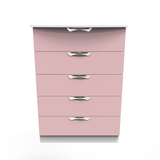 Camden Kobe Pink and White 5 Drawer Chest