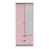 Camden Kobe Pink and White 2 Door 2 Drawer Mirrored Wardrobe