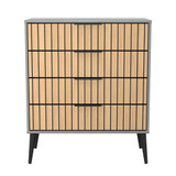 Fiji Oak Slatted and Dusk Grey 4 Drawer Chest