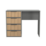 Fiji Oak Slatted and Dusk Grey 4 Drawer Desk