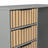 Fiji Oak Slatted and Dusk Grey 4 Drawer Desk