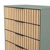 Fiji Oak Slatted and Reed Green 4 Drawer Chest