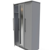 Beverley Dusk Grey 3 Door Mirrored Wardrobe