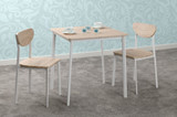 Riley White and Oak Small Space Saving Dining Table Set with 2 Chairs