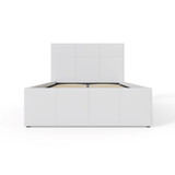 End Lift Ottoman Bed in White Faux Leather (3' Single)