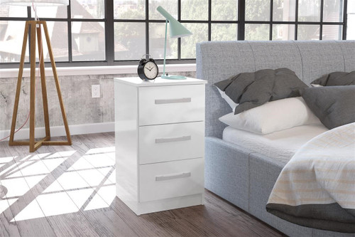 Lynx 3 Drawer Bedside Chest in White