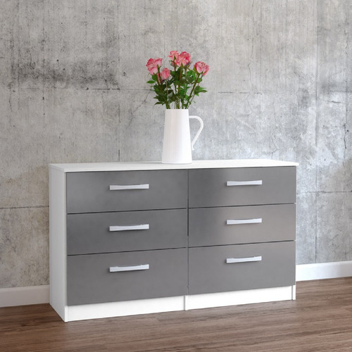 Lynx White and Grey 6 Drawer Chest
