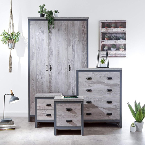 Boston Rustic Reclaimed Grey 4 Piece Bedroom Set