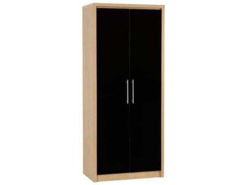 Seville Black Gloss 2 Door Wardrobe