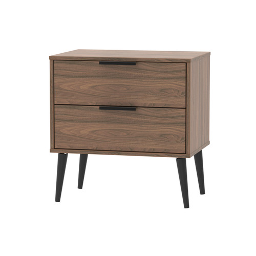 Hong Kong Carini Walnut 2 Drawer Midi Chest with Scandinavian Dark Legs