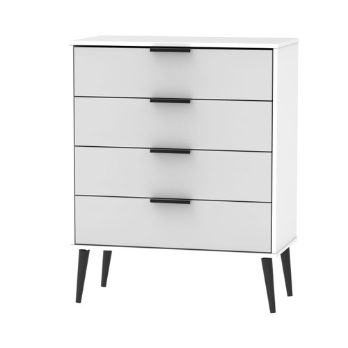 Hong Kong Grey Matt White 4 Drawer Chest with Scandinavian Dark Legs