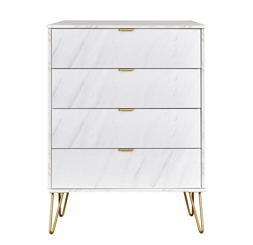 Hong Kong Marble 4 Drawer Chest with Gold Hairpin Legs