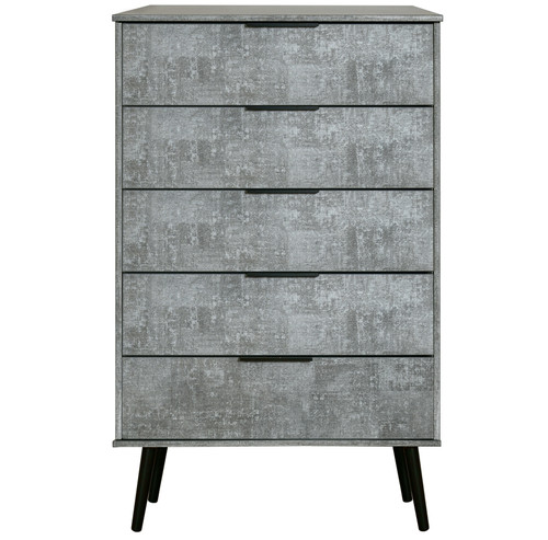 Hong Kong Pewter 5 Drawer Chest with Scandinavian Legs