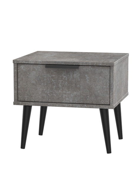 Hong Kong Pewter 1 Drawer Bedside Cabinet with Scandinavian Legs