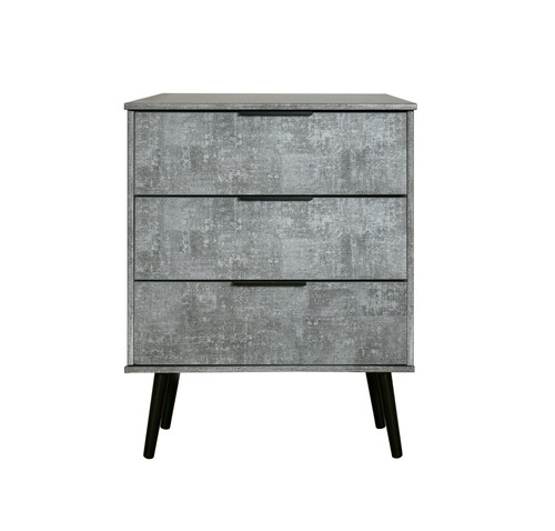 Hong Kong Pewter 3 Drawer Midi Chest with Scandinavian Legs