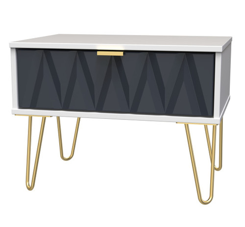 Diamond Indigo White 1 Drawer Midi Chest with Gold Hairpin Legs