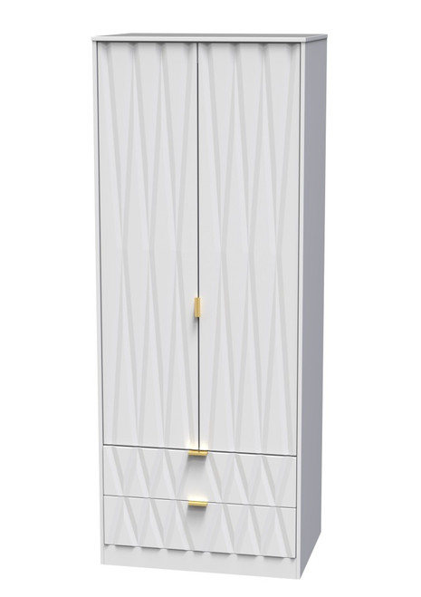 Diamond White 2 Door 2 Drawer Wardrobe Welcome Furniture