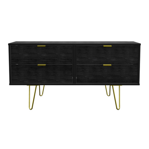 Hong Kong Black 4 Drawer Bed Box with Gold Hairpin Legs