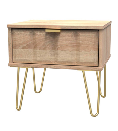 Cube Bardolino 1 Drawer Bedside Cabinet with Gold Hairpin Legs