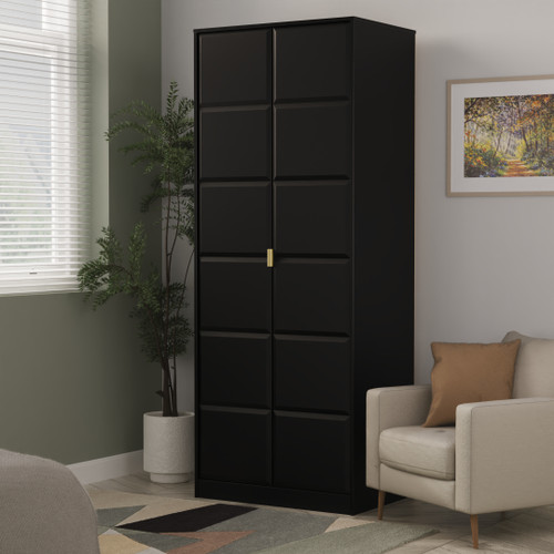 Cube Black Matt 2 Door Wardrobe Welcome Furniture