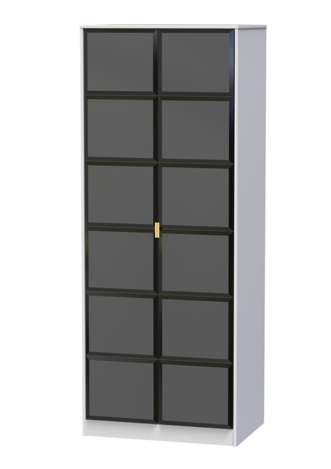 Cube Black and White Matt 2 Door Wardrobe Welcome Furniture