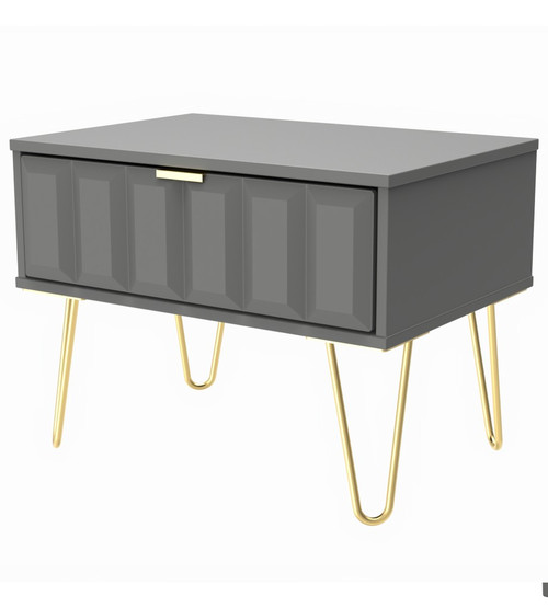 Cube Dusk Grey 1 Drawer Midi Chest with Gold Hairpin Legs