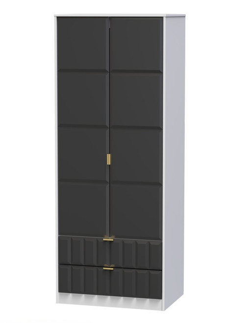 Cube Graphite and White 2 Door 2 Drawer Wardrobe Welcome Furniture