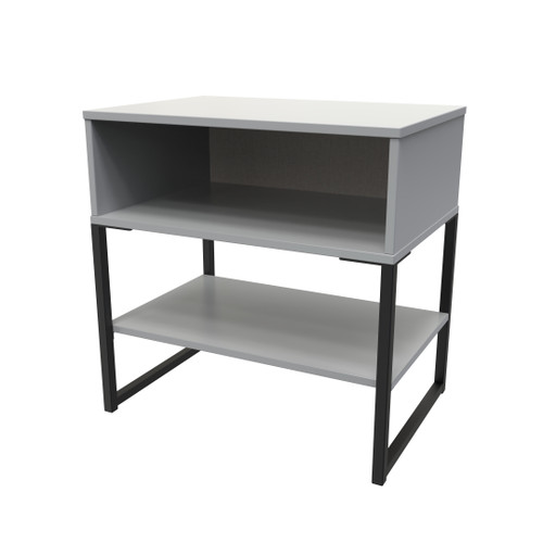 Diego Dusk Grey Single Open Midi Bedside Cabinet with Black Frame Legs