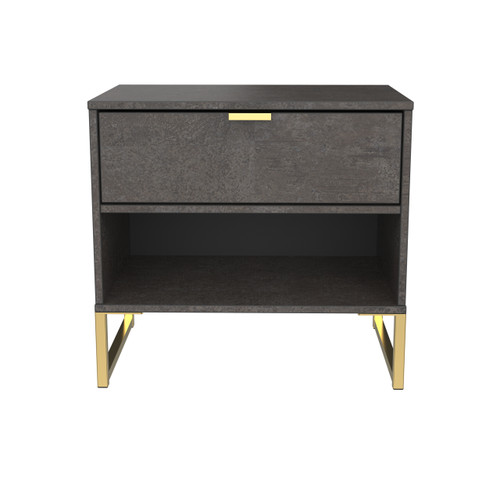 Copy of Diego Pewter 1 Drawer 1 Shelf Midi Bedside Cabinet with Gold Frame Legs Welcome Furniture