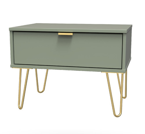 Hong Kong Reed Green 1 Drawer Midi Chest with Gold Hairpin Legs