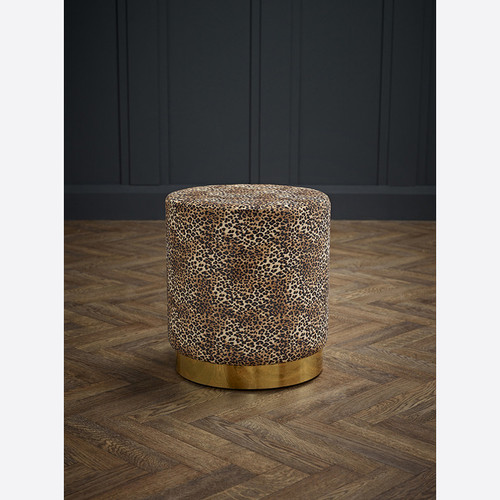 Lara Leopard Print Pouffe