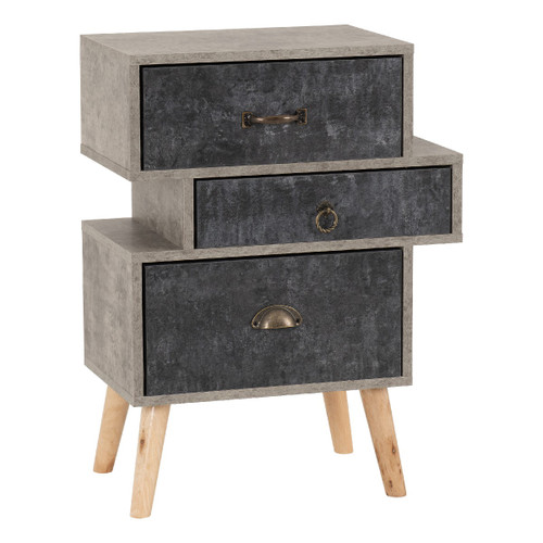 Nordic Charcoal 3 Drawer Bedside Chest