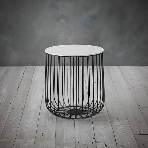 Enzo Small Large Cage Table with Marble Effect Table Top