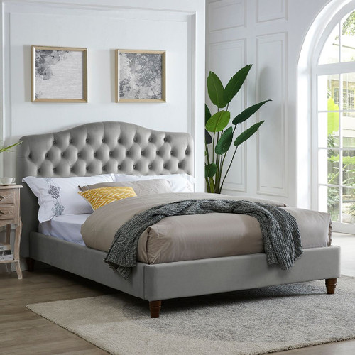 Sorrento Grey Velvet Bed Frame