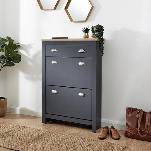 Lancaster Slate Blue 2 Door 1 Drawer Shoe Cabinet 