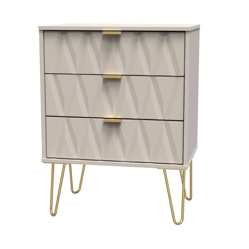 Diamond Kashmir 3 Drawer Midi Chest with Gold Hairpin Legs