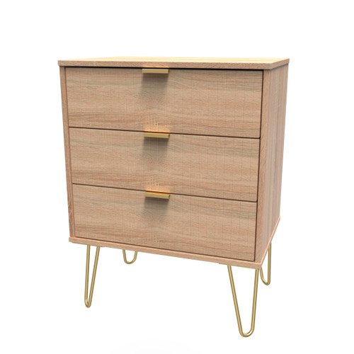 Linear Bardolino 3 Drawer Midi Chest with Gold Hairpin Legs