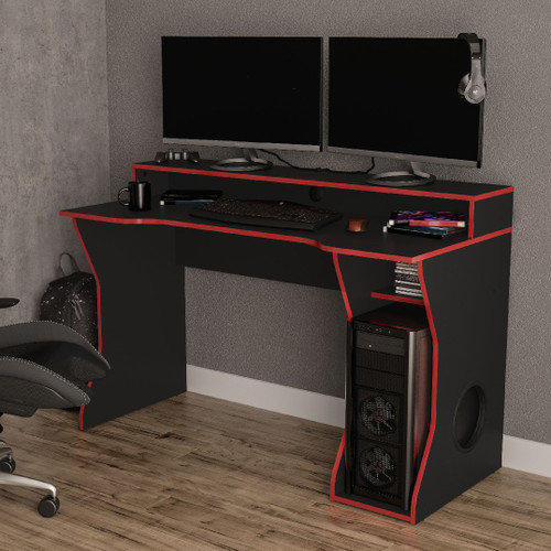 Enzo Black and Red Gaming Computer Desk 